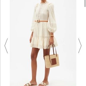 ZIMMERMANN Tropicana belted crochet-trimmed cotton-voile mini dress size 2